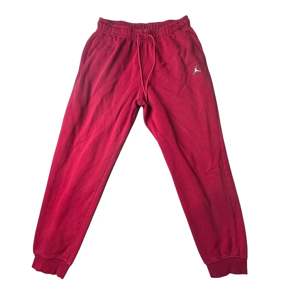 Jordan Sweatpants Mens L Red Essentials Fleece Joggers DQ7340-687 Jumpman Logo